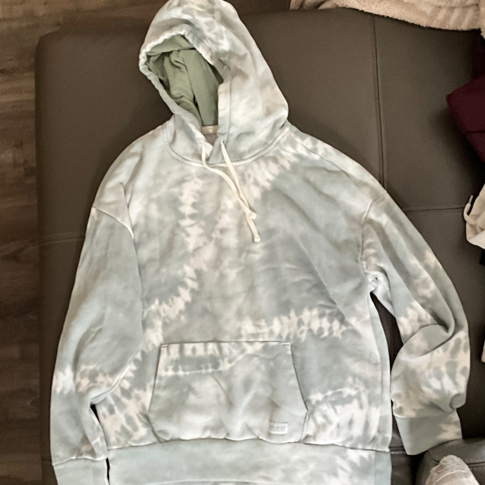 Hollister Tie-Dye Hoodie - Light Blue and White